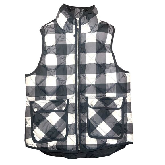 Woolrich Black and White Cabincore, Outdoor, Buffalo Plaid Puffer Vest Sz: S - Picture 1 of 5